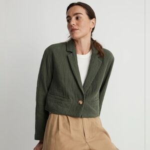 Madewell Drop Shoulder Crop Blazer Green Size Small